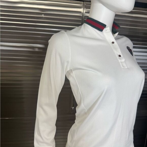 Gucci Equestrian Mock Neck Web Polo Long Sleeve Xs - Picture 4 of 10